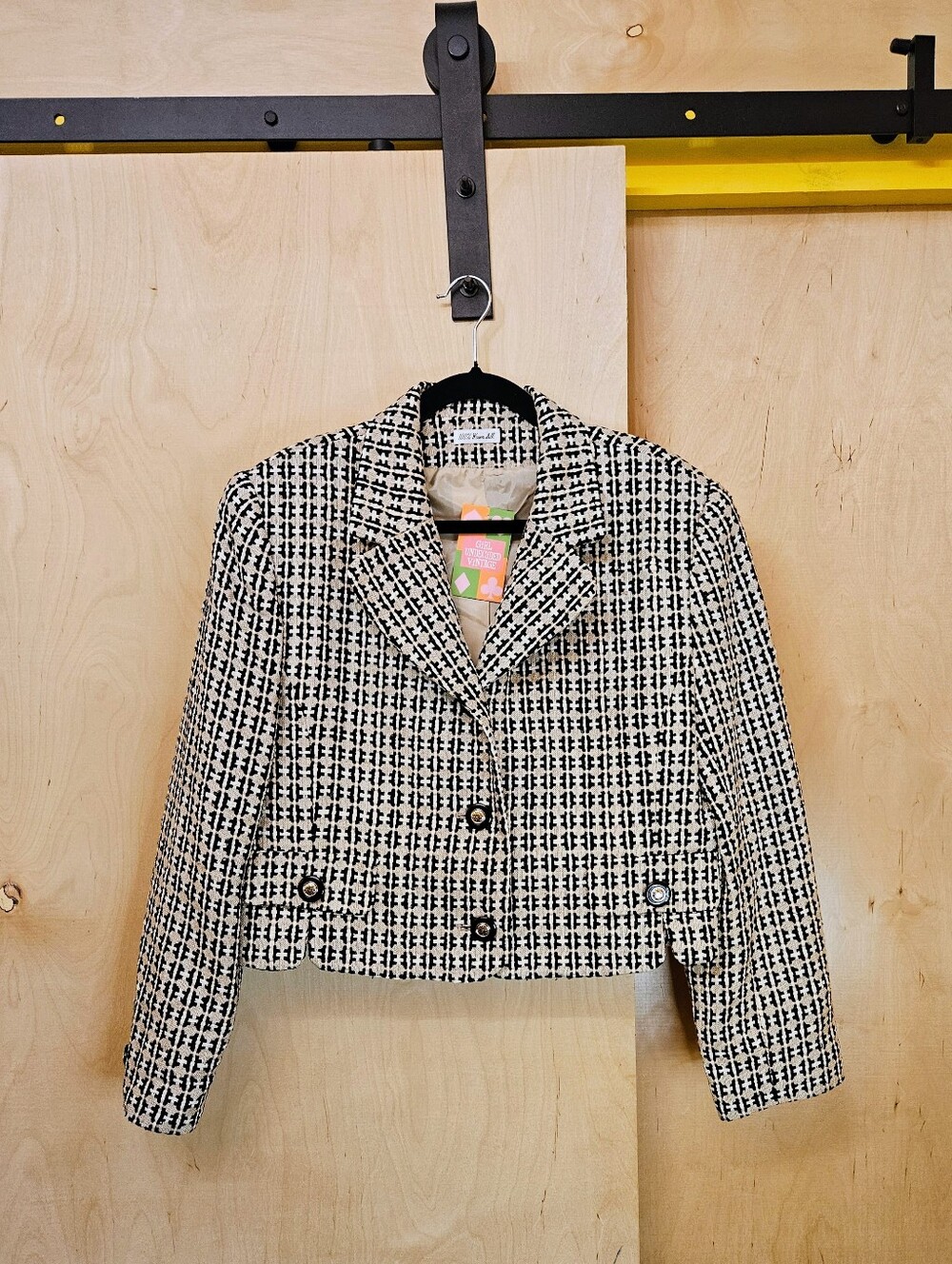90s Doncaster Woven Silk Cropped Blazer Jacket